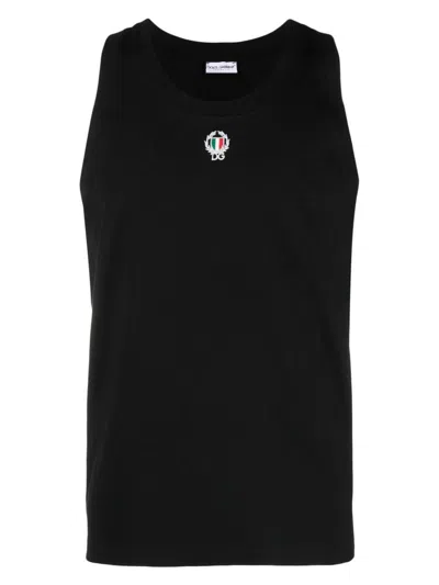 Dolce & Gabbana Canotta Con Patch In Black