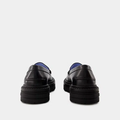 Versace Smooth Leather Adriano Loafers In In Black