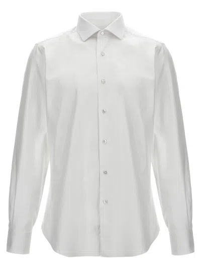 Barba Napoli Tailored Cotton Shirt Buttoned Cuffs In White