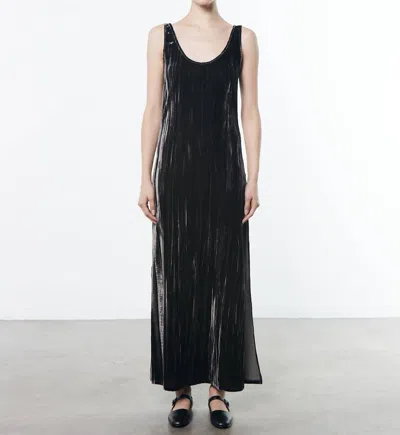 Enza Costa Silk Textured Velvet Tank Dress In Anthracite In Grey