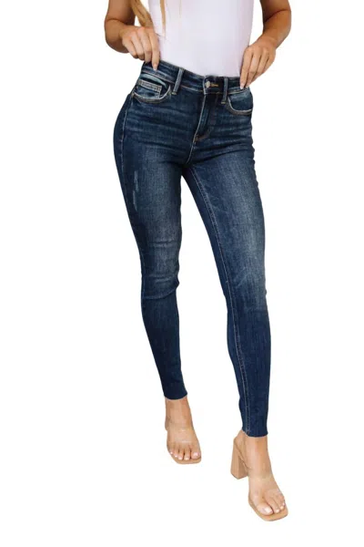 Judy Blue High Rise Control Top Step Hem Skinny Jean In Dark Wash In Multi