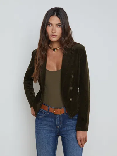 L Agence Wayne Velvet Blazer In Pine