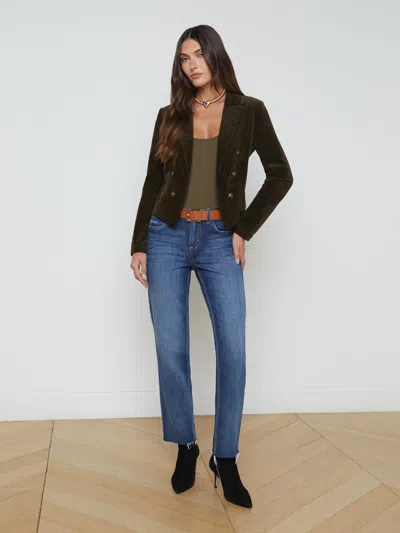 L Agence Wayne Velvet Blazer In Pine