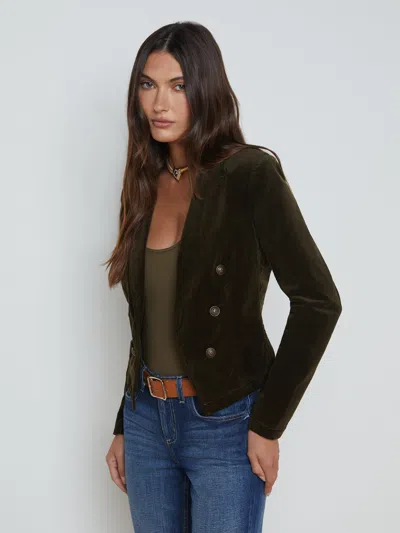 L Agence Wayne Velvet Blazer In Pine