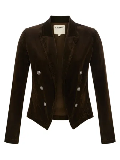 L Agence Wayne Velvet Blazer In Pine