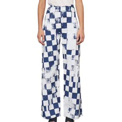 Raquel Allegra Tripoli Pant In Ice Blue & Midnight In Multi