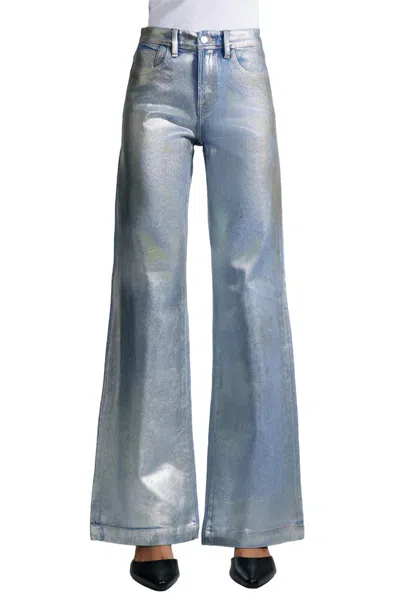 Kancan Luciana Premier High Rise Wide Flare Jean In Medium Wash In Multi