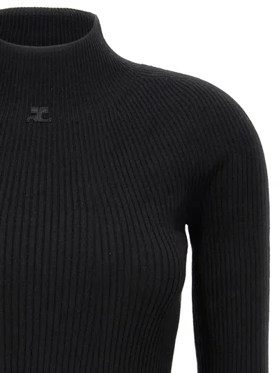 Courrèges Courreges Black Cotton Blend Mini Dress