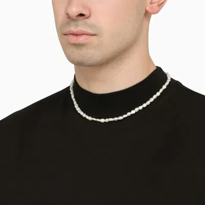 Shop Emanuele Bicocchi 925 Silver Baroque Pearl Necklace Men In White