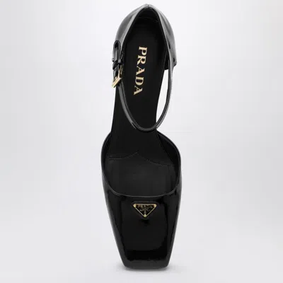 Prada Womens Black Brand-plaque Patent-leather Mary Jane Courts