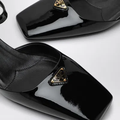 Prada Womens Black Brand-plaque Patent-leather Mary Jane Courts