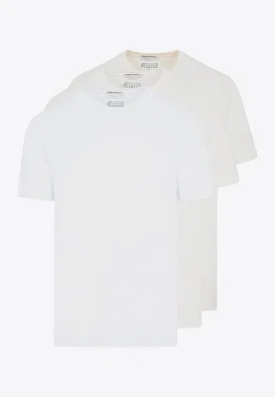 Shop Maison Margiela Basic Crewneck T-shirts - Set Of 3 In White