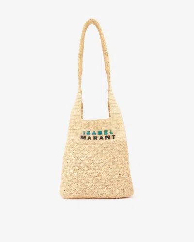 Isabel Marant Raffia Shoulder Bag With Logo In Natural