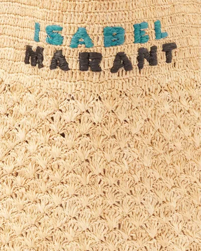 Isabel Marant Raffia Shoulder Bag With Logo In Natural
