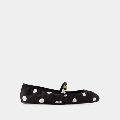 Dolce & Gabbana Odette Polka-dot Satin Ballet Flats In Black