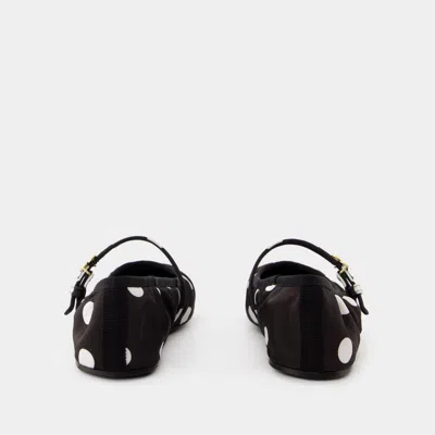 Dolce & Gabbana Odette Polka-dot Satin Ballet Flats In Black
