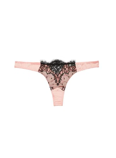 Fleur Du Mal Iris Lace Thong In Bleached Apricot