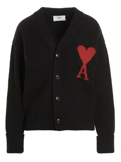 Shop Ami Alexandre Mattiussi Ami Paris ‘adc' Cardigan In Black