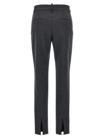 Shop Brunello Cucinelli Wool Cigarette Pants In Gray