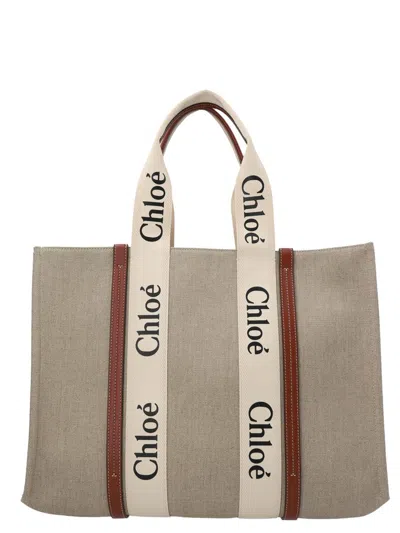 Shop Chloé 'woody' Large Shopping Bag In Multicolor