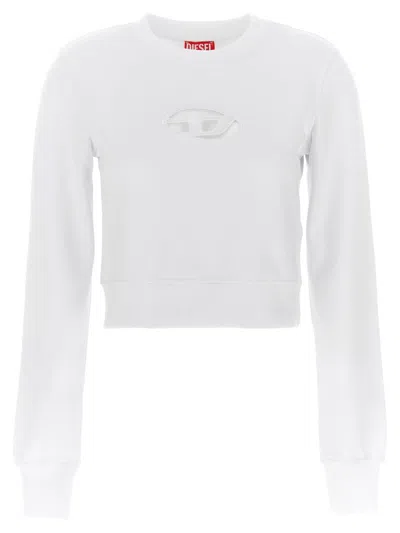 Diesel Cropped Sweatshirt With Cut-out Logo In White
