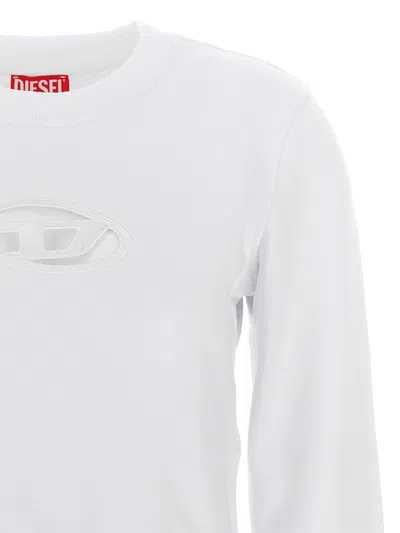 Diesel Cropped Sweatshirt With Cut-out Logo In White