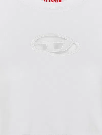 Diesel Cropped Sweatshirt With Cut-out Logo In White