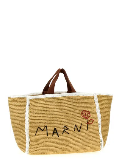 Shop Marni 'sillo' Shopping Bag In Beige