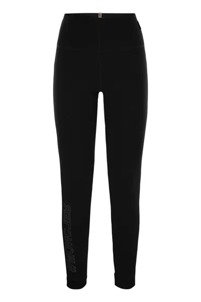 Shop Moncler Grenoble Jersey Leggings In Black