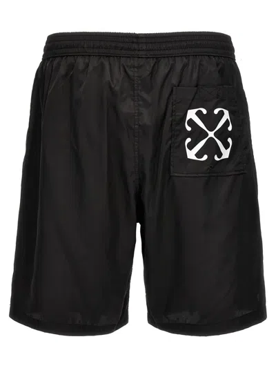 Off-white Scribble Diags-print Elasticated Swim Shorts In White/black