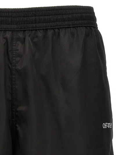 Off-white Scribble Diags-print Elasticated Swim Shorts In White/black