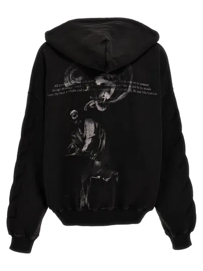 Off-white St. Matthew Over Cotton Hoodie Sweatshirt In Black