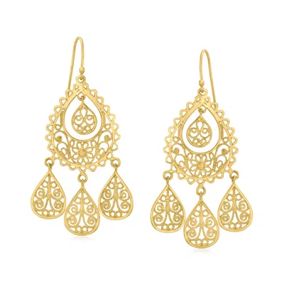 Ross-simons 18kt Gold Over Sterling Filigree Chandelier Earrings In Gold