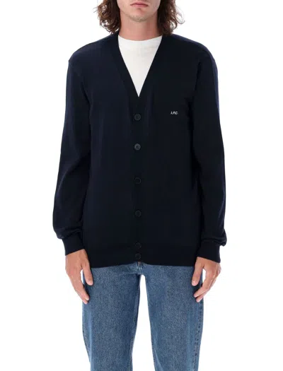 Shop Apc A.p.c. New Cardigan Joseph In Dark Navy/white