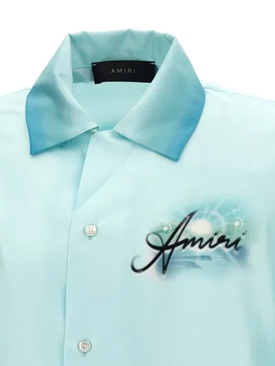 Shop Amiri ' Paradise' Bowling Shirt In Blue