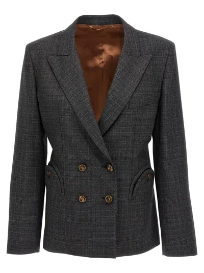 Blazé Milano Blaze Milano Hunley Double Breasted Wool Blazer In Gray