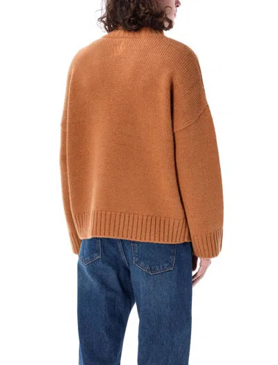 Jw Anderson J. W. Anderson Wool Blend Sweater With Leather Pocket Detail In Tobacco