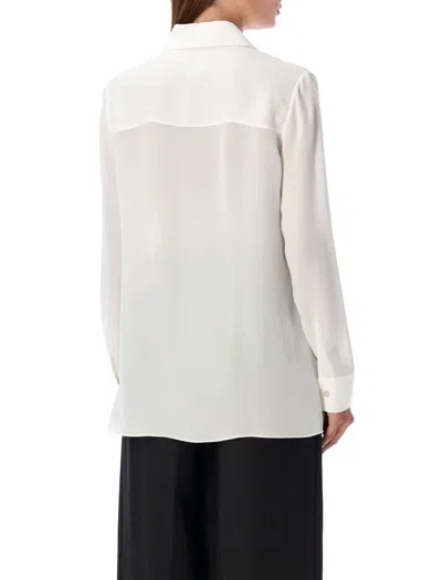 Khaite Luka Button-front Top With Ruffle Detail In Beige