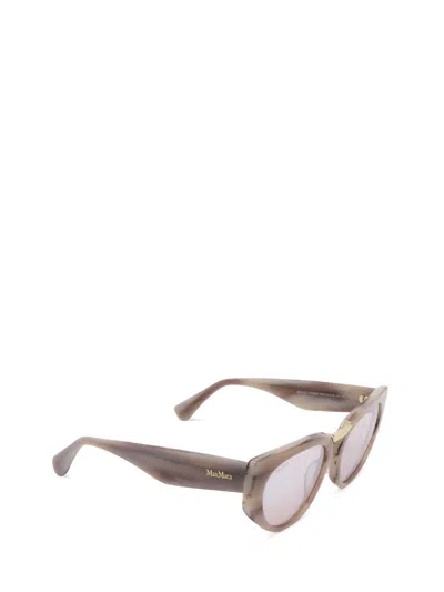 Shop Max Mara Sunglasses In Beige Horn