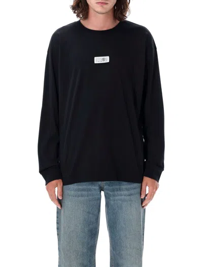 Shop Mm6 Maison Margiela T-shirt Tag Long Sleeve In Black