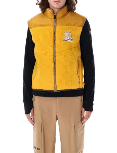 Shop Moncler Grenoble Zip-up Vest In Yellow