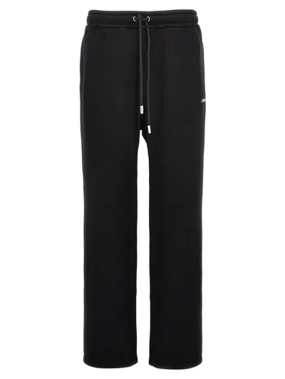 Off-white Ow Embroidery Cotton Sweatpants In White/black