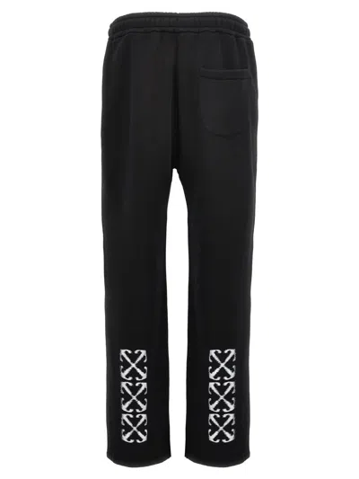 Off-white Ow Embroidery Cotton Sweatpants In White/black