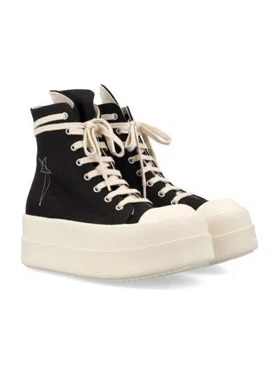Rick Owens Drkshdw Round-head High-top Casual Shoes In Black