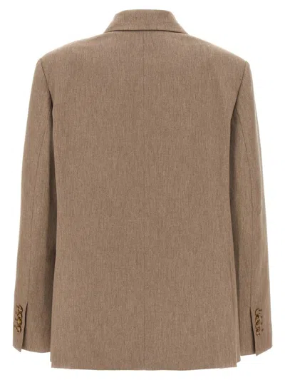 The Andamane 'pixie' Blazer Double-breasted Structured Shoulders In Brown