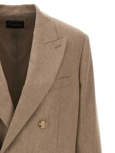 The Andamane 'pixie' Blazer Double-breasted Structured Shoulders In Brown