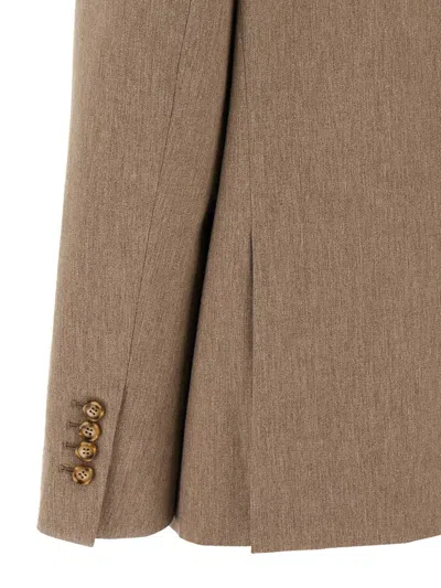 The Andamane 'pixie' Blazer Double-breasted Structured Shoulders In Brown
