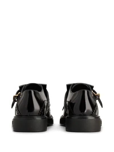 Tod's Monk Strap In Leather With English Dovetail Stitching And Fringe In Black
