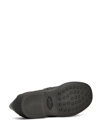Tod's Monk Strap In Leather With English Dovetail Stitching And Fringe In Black