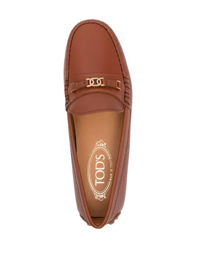 Shop Tod's Micro Chain Rubber Loafer Shoes In Brown